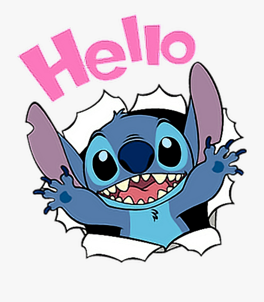 Stitch Disney Hello Cute Liloandstich Freetoedit Clipart - Cute Lilo & Stitch, Transparent Clipart