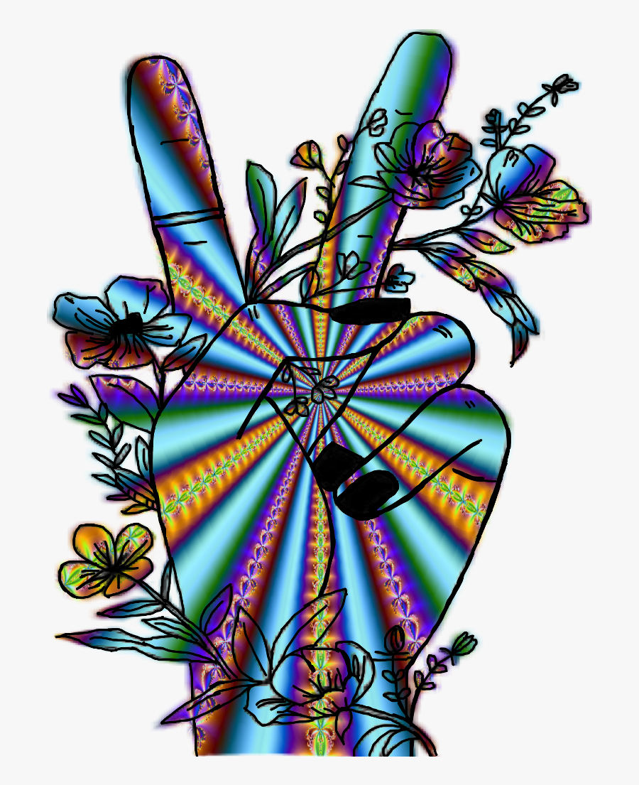 Peace Hippie Trippy Psychedelic Hand Signlanguage Peace - Trippy Hippie Psychedelic, Transparent Clipart