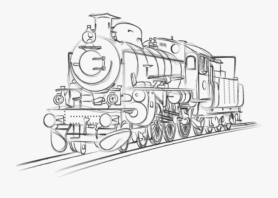 Svg Royalty Free Library Train Rail Transport Locomotive - Steam Engine Train Drawing, Transparent Clipart