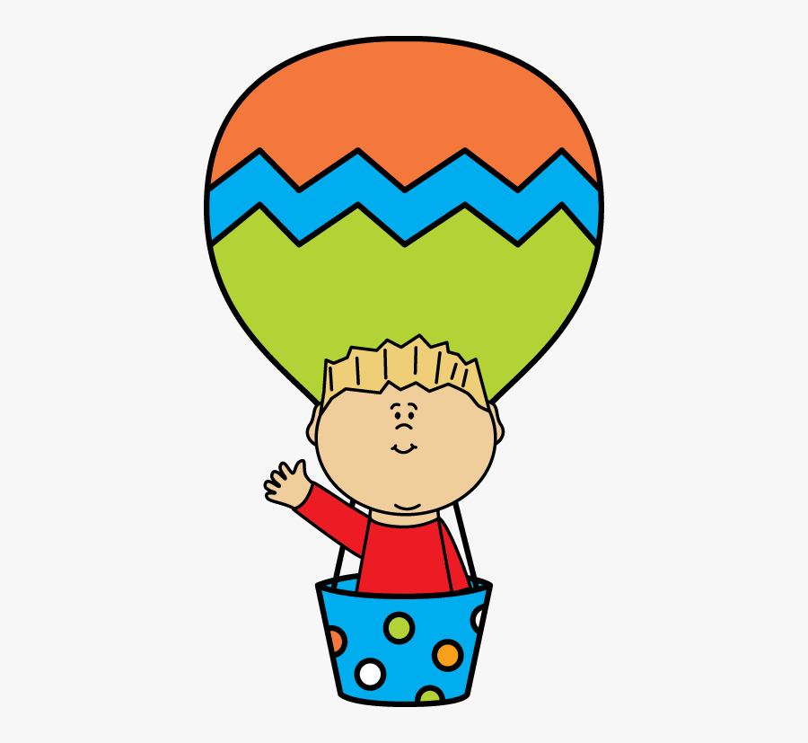 Hot Air Balloon Clipart - Boy In A Hot Air Balloon, Transparent Clipart