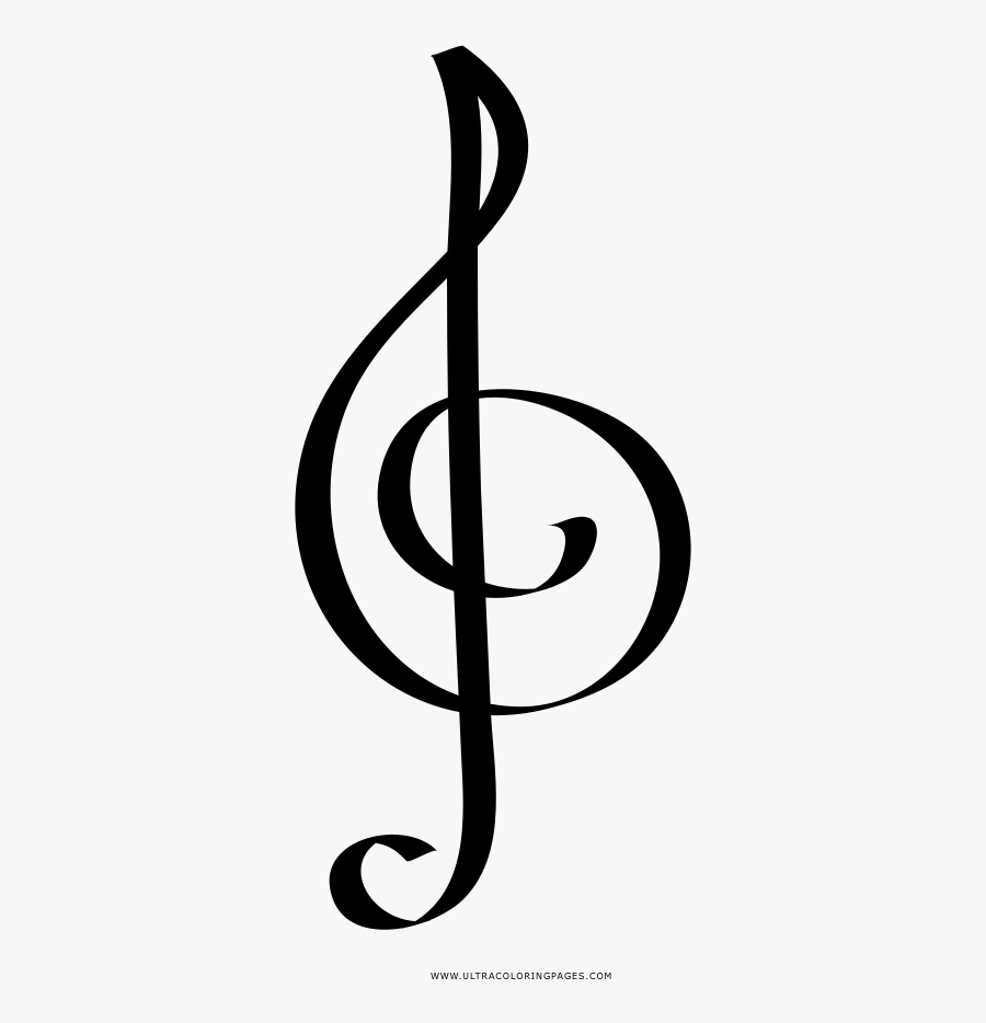 Treble Clef Coloring Page - Clave De Sol Para Colorear, Transparent Clipart