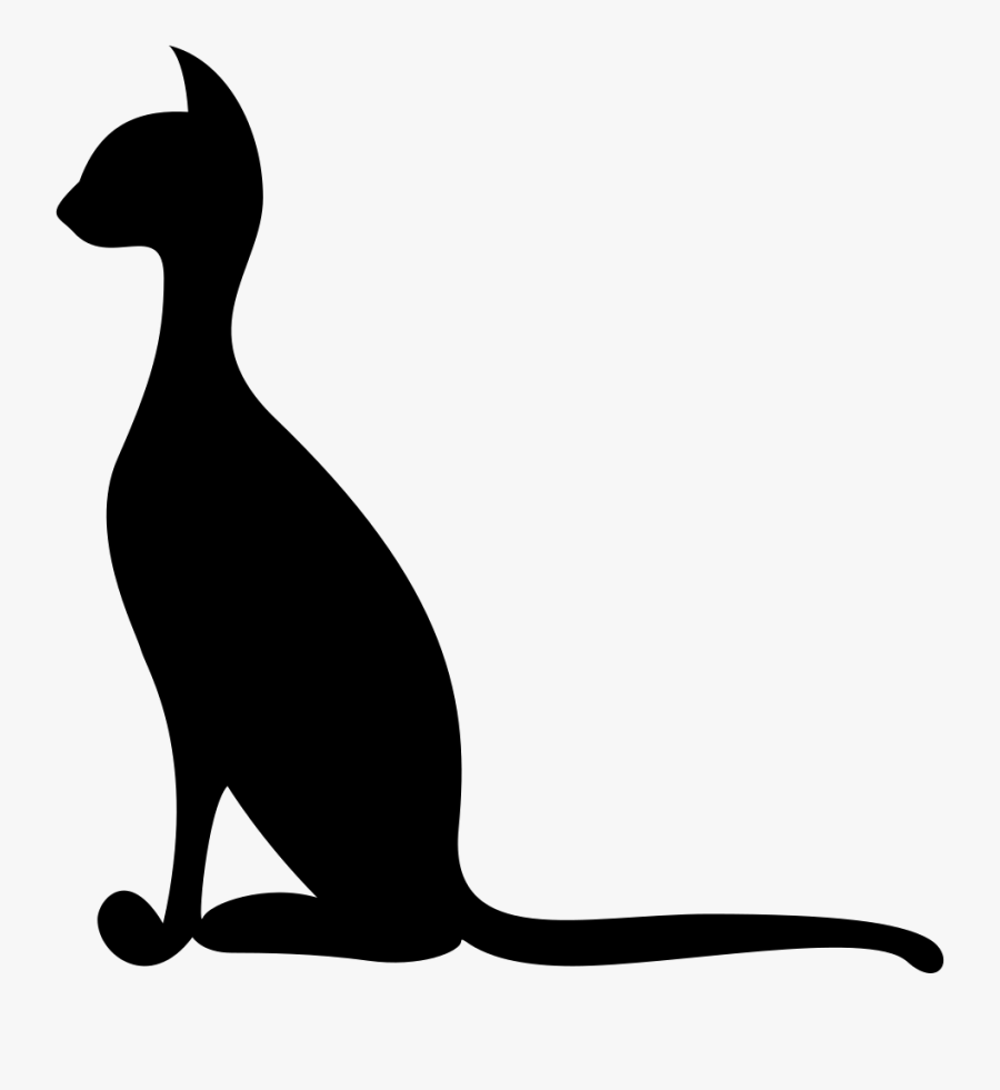 Thin Elegant Cat Black Side Silhouette Svg Png Icon - Thin Cat Silhouette, Transparent Clipart
