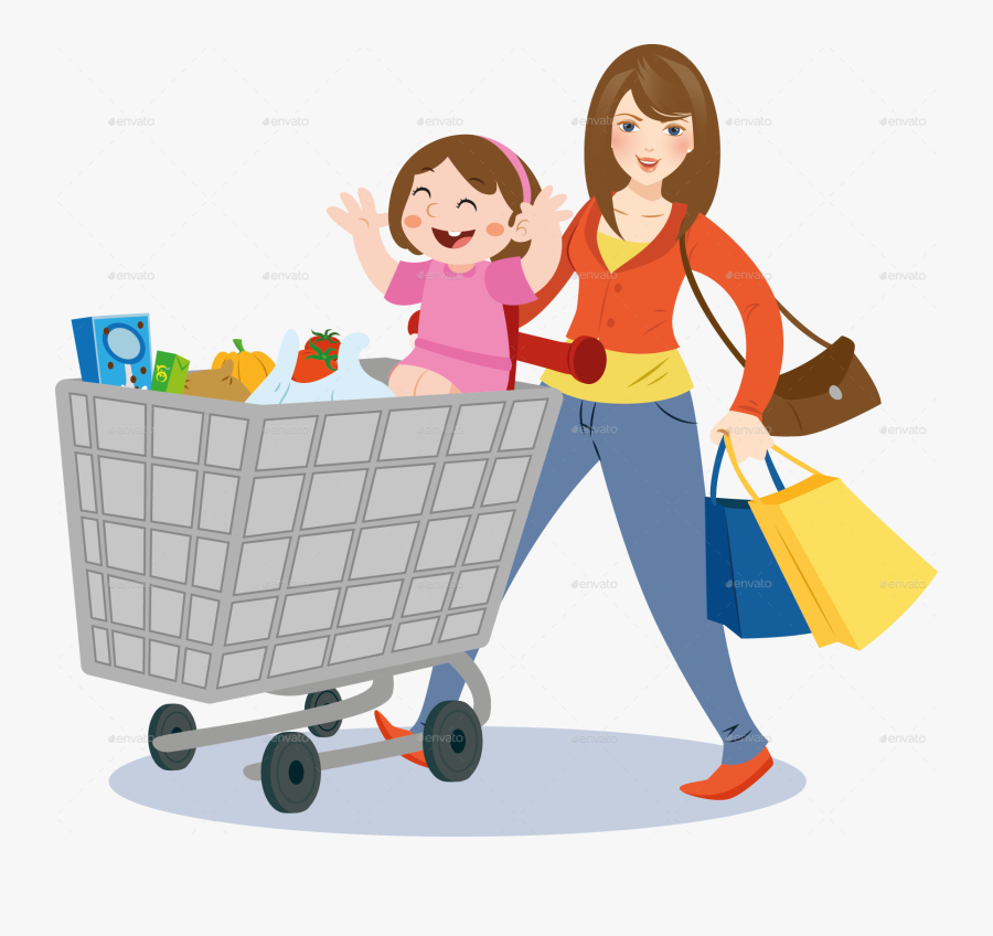 Mom Grocery Shopping Clipart Shopping Grocery Store - Grocery Shopping Clipart, Transparent Clipart