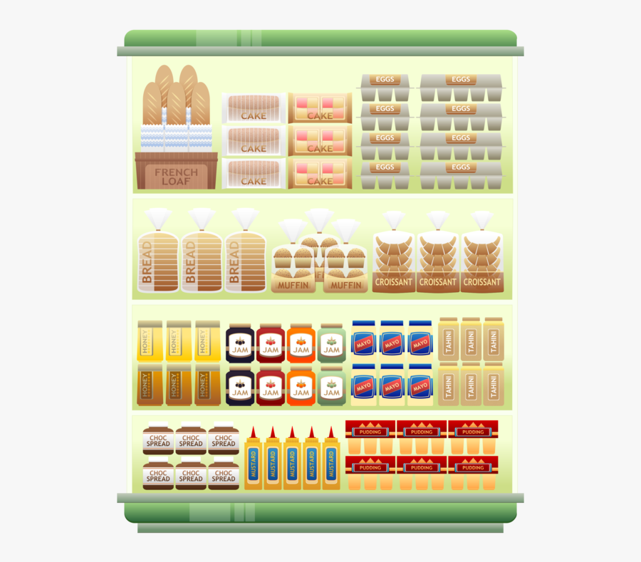 Food,shelving,shelf - Supermarket Goods Shelf, Transparent Clipart