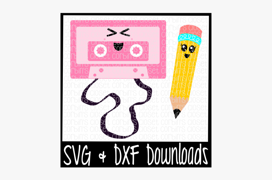 Free Kawaii Cassette And Pencil * Kawaii Pair Cutting - Illustration, Transparent Clipart