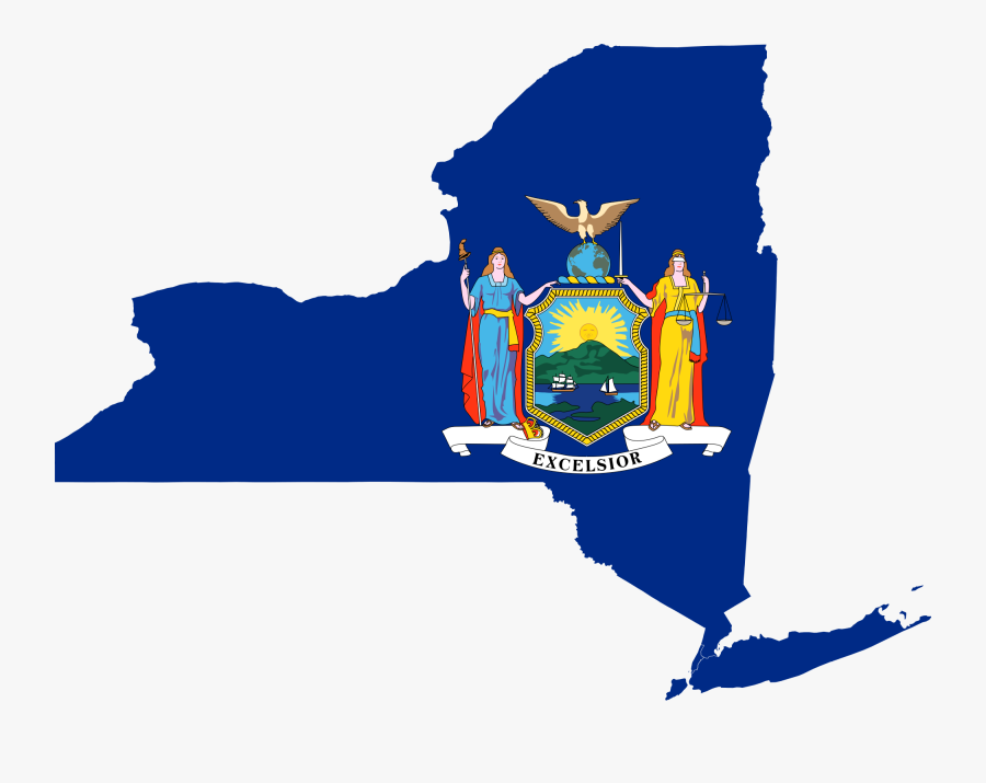 Clipart Map Of New York City - New York State With Flag, Transparent Clipart