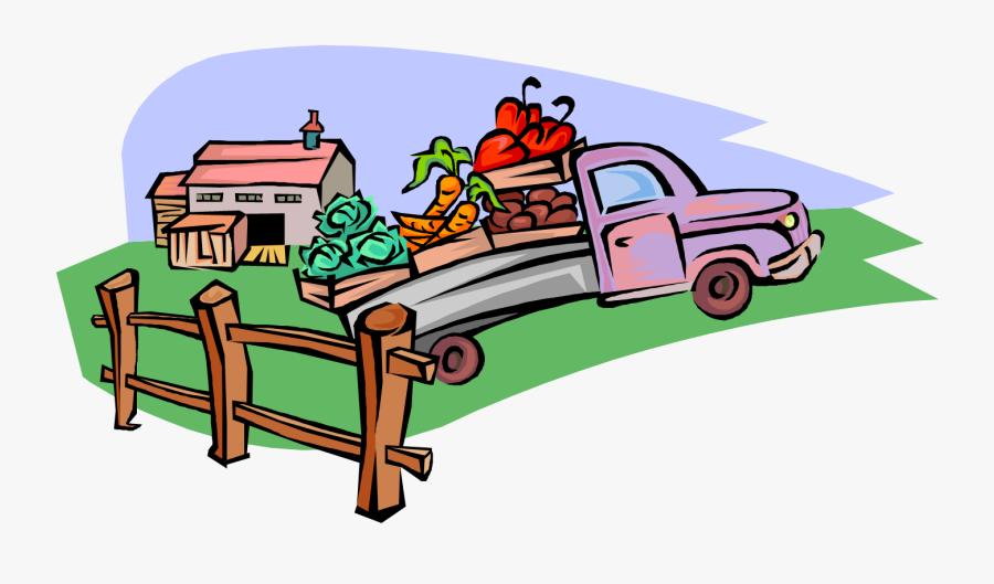 Vector Illustration Of Local Produce Fruit And Vegetable - Vegetable Truck Png, Transparent Clipart