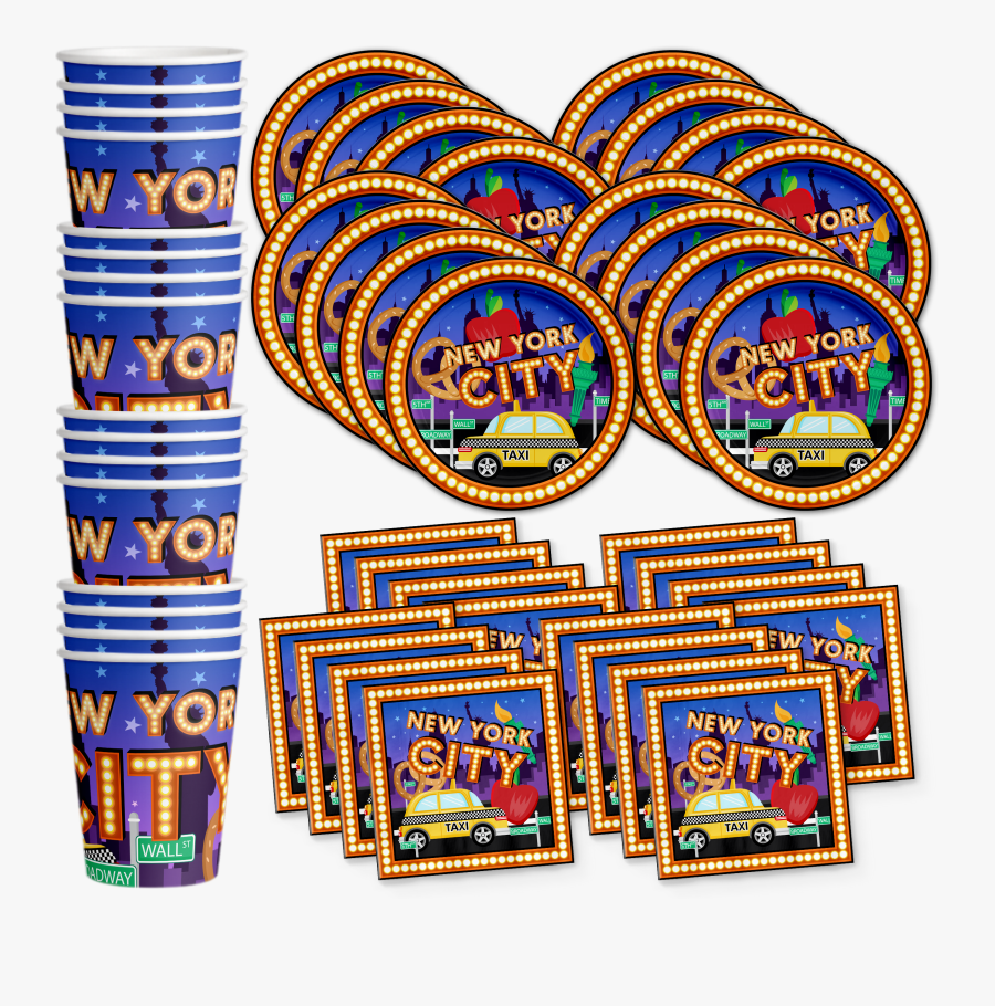 New York City Birthday Party Tableware Kit For 16 Guests - New York Birthday Party Plates, Transparent Clipart