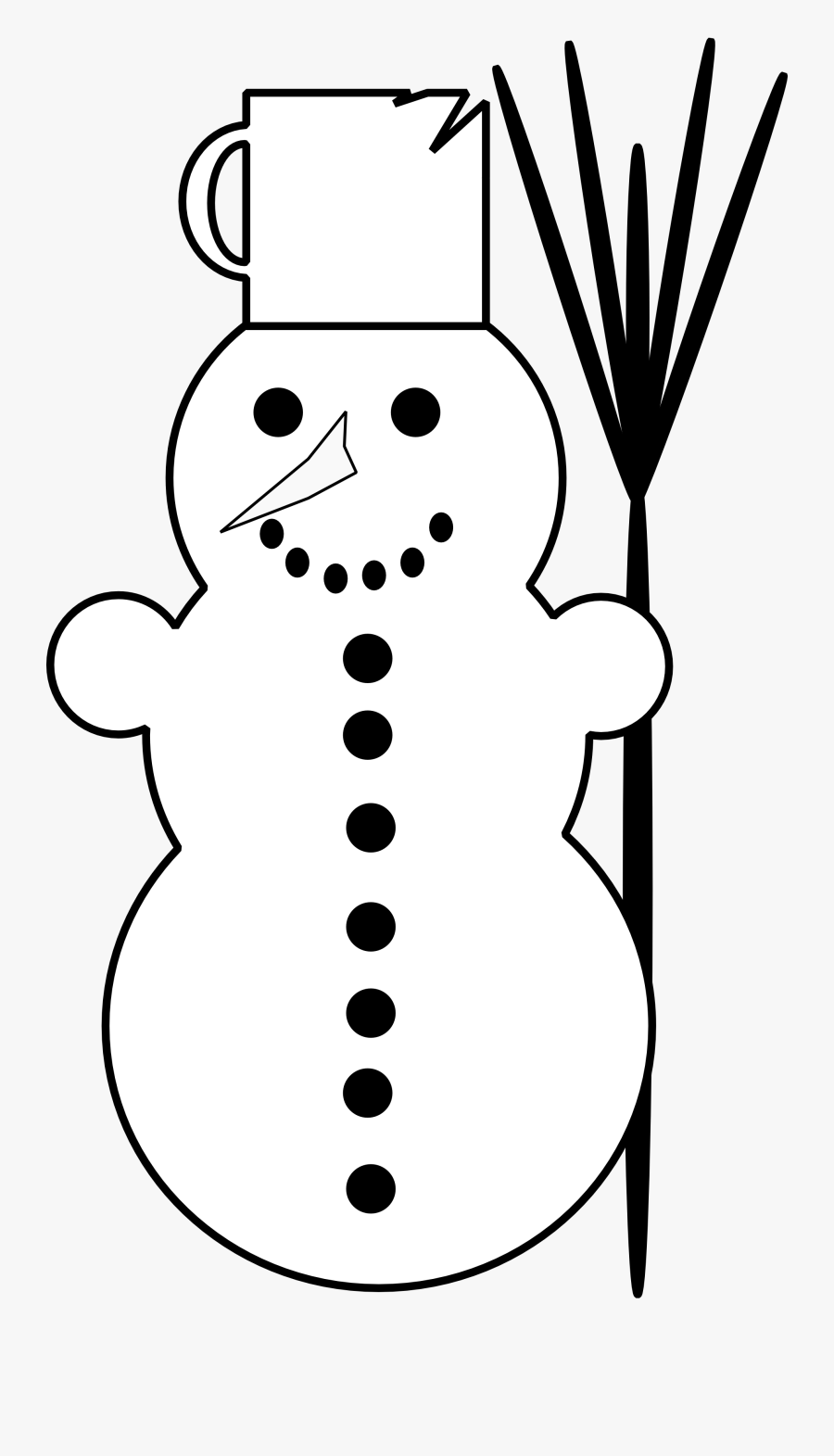 Snowman 2 Black White Line Art Christmas Xmas Coloring - Kreslený Sněhulák, Transparent Clipart