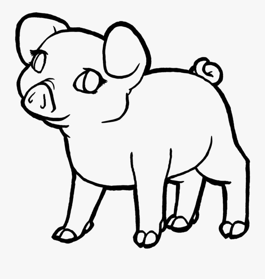 Piglet Lineart By Megarose On Clipart Library - Cute Pig Line Art, Transparent Clipart