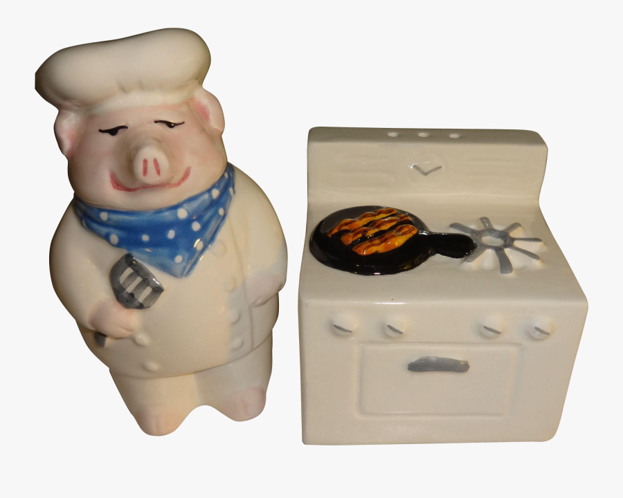 Chef Pig & Stove Clay Art Salt And Pepper Shakers - Animal, Transparent Clipart