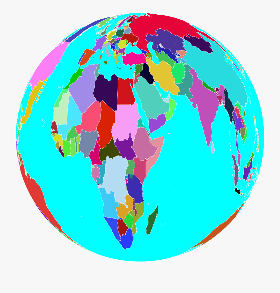 Planet Clipart Colorful - World Map Colourful Globe Png, Transparent Clipart