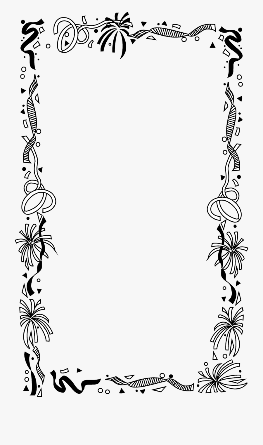 Transparent Black Confetti Png - Birthday Border Black And White, Transparent Clipart