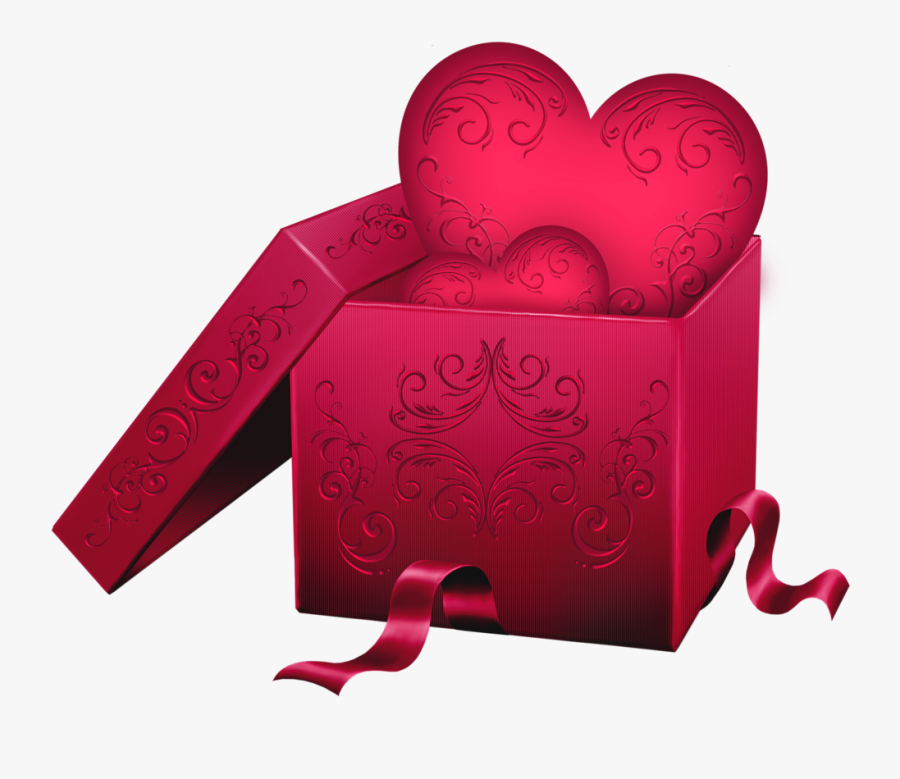 Transparent Gift Box With Heart Png Clipart - Valentine Gift Box Png Transparent, Transparent Clipart