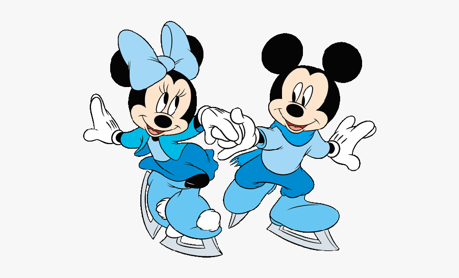 Mickey Minnie Xmas Iron On Transfer - Mickey And Minnie Mouse Ice Skating, Transparent Clipart