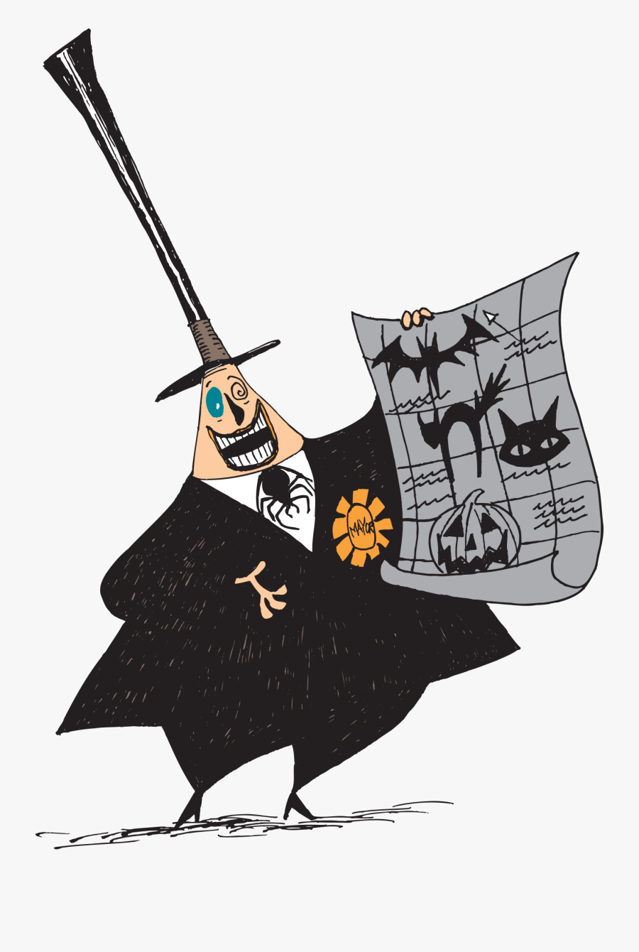 Transparent Nightmare Before Christmas Zero Png - Nightmare Before Christmas Mayor Cartoon, Transparent Clipart