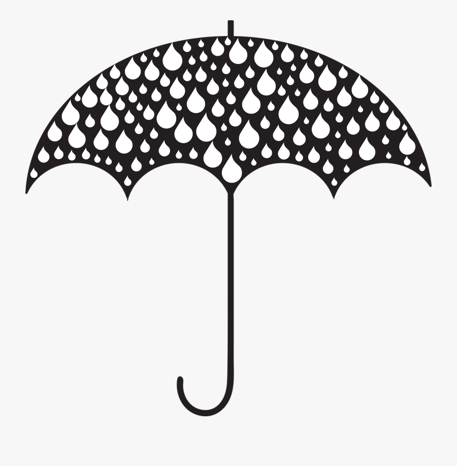 Line Art,umbrella,area - Umbrella With Raindrops Clipart, Transparent Clipart