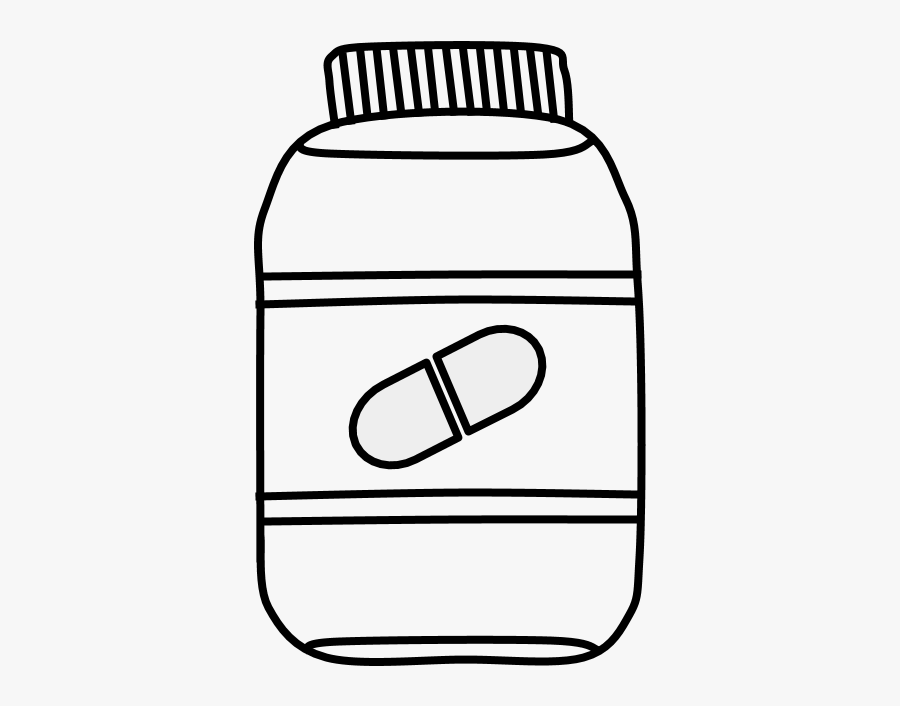 Pill, Vitamin, Medicine, Bottle, Black And White - Pill Bottle Medicine Clip Art Black And White, Transparent Clipart