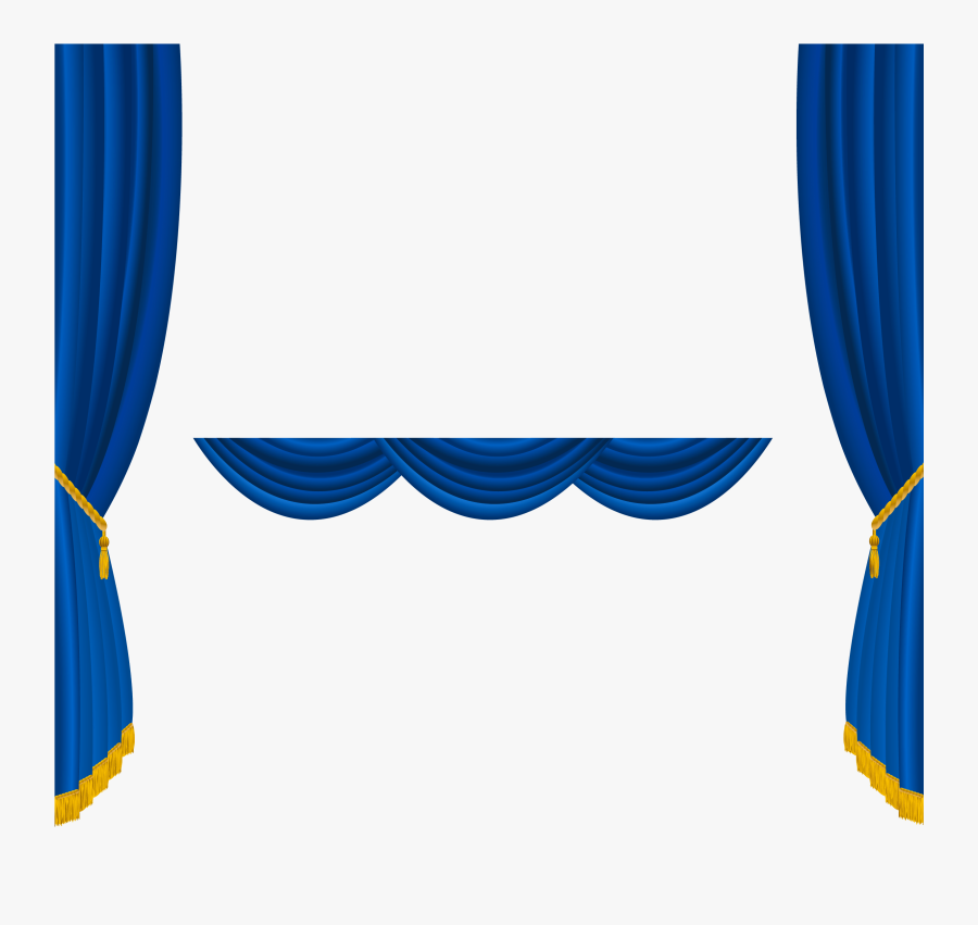 Blue Curtains Vector Png, Transparent Clipart