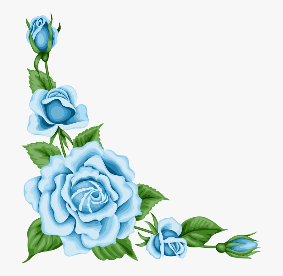 Rose Clipart Blue - Transparent Blue Flower Border , Free Transparent