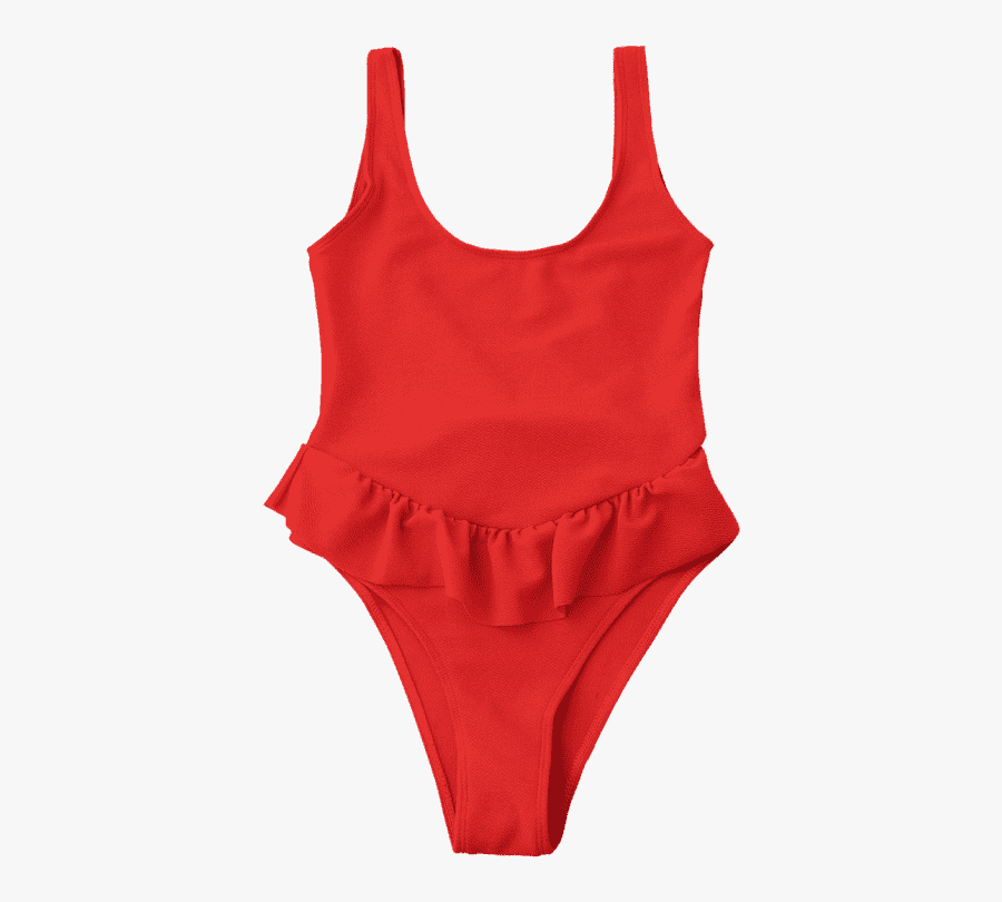 Ruffle High Cut One Piece Swimsuit Jacinth Onepieces - Maillot, Transparent Clipart