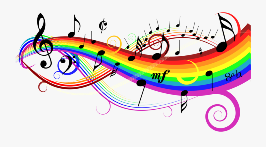 #freetoedit #rainbow #colorful #music #notes #background - Clip Art Colorful Music, Transparent Clipart