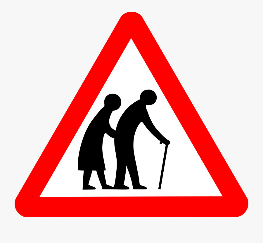 Triangle,human Behavior,silhouette - Old People Road Sign, Transparent Clipart