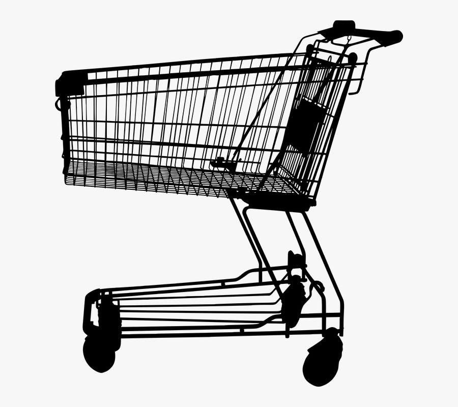 Shopping Cart Silhouette - Shopping Cart Clipart Black And White, Transparent Clipart