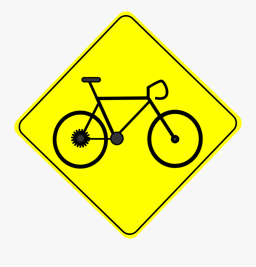 Bike Crossing Caution Road Sign - Bike Clip Art, Transparent Clipart