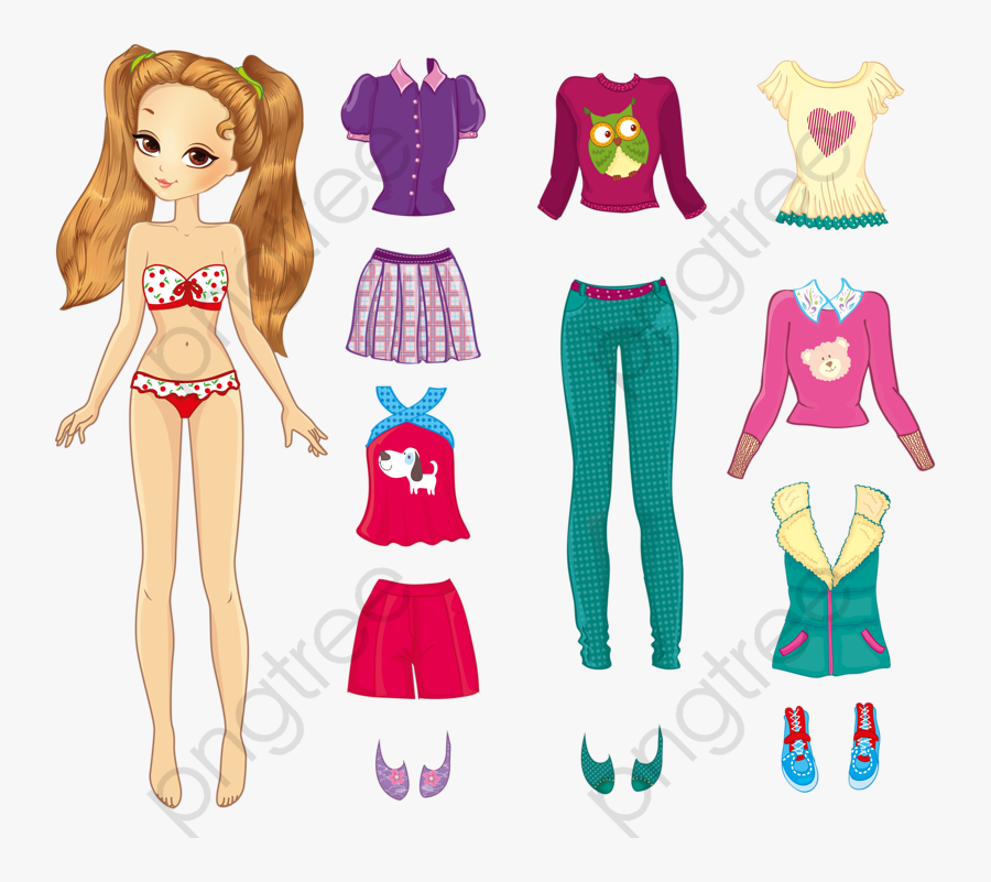 Baby Clipart Standing - Teenage Girl Paper Doll, Transparent Clipart