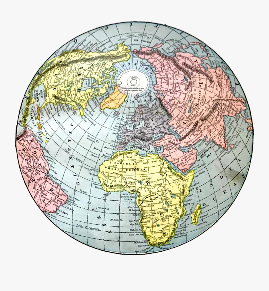 Old World Map Round, Transparent Clipart