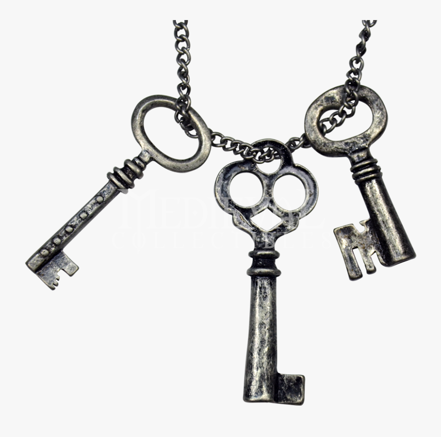 Burnished Silver Keys Necklace - Key Necklace Clipart, Transparent Clipart