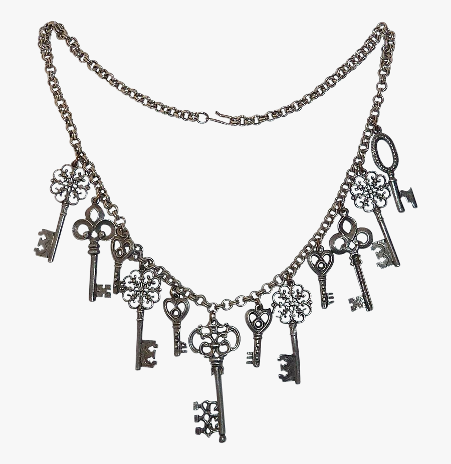 Silver Tone Skeleton Keys Costume Bib Necklace From - Necklace, Transparent Clipart