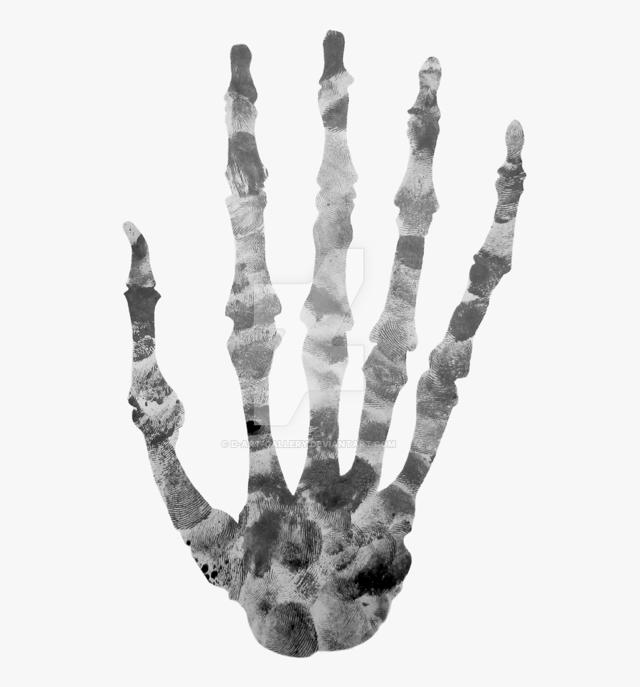 Finger Printed Skeleton By - Hand Skull Png, Transparent Clipart