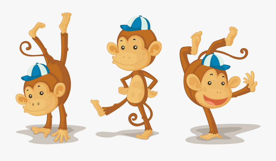 Ape Clipart For Print - Cartoon Monkeys With Hats, Transparent Clipart