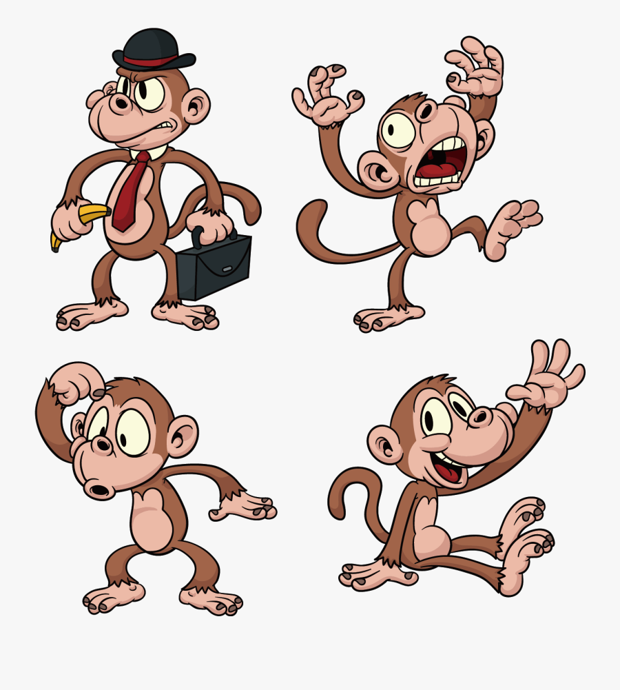 Chimpanzee Ape The Evil Monkey Cartoon - Little Monkeys Drawing, Transparent Clipart