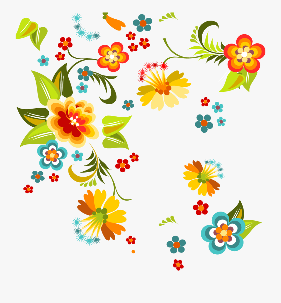 Clip Art Colorful Wildflowers - Retro Flower Patterns, Transparent Clipart