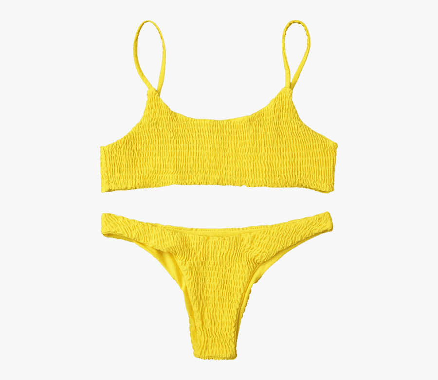 Smocked Bikini Top And Bottoms - Yellow Ribbed Bikini, Transparent Clipart