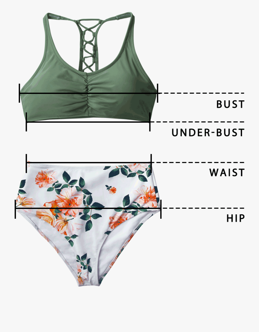 Transparent Bikini Babe Png - Celadon Green And Floral Bikini, Transparent Clipart