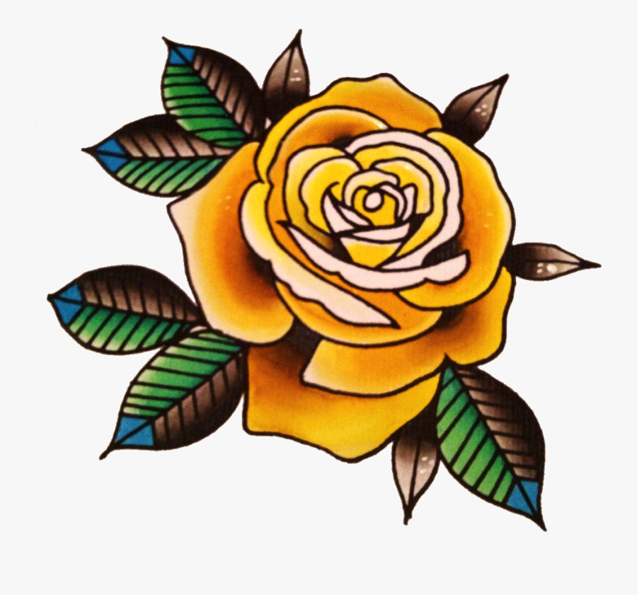 Yellow Rose Flower Free Png Transparent Images Free - Old School Roses Tattoo, Transparent Clipart