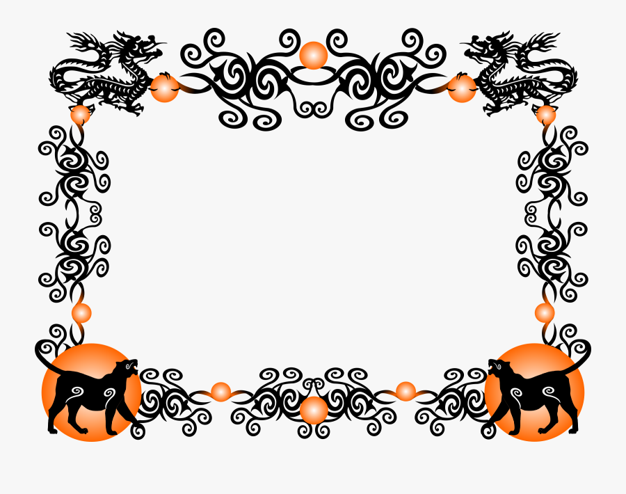 Frame Clipart Chinese New Year - Chinese Dragon Border Png, Transparent Clipart