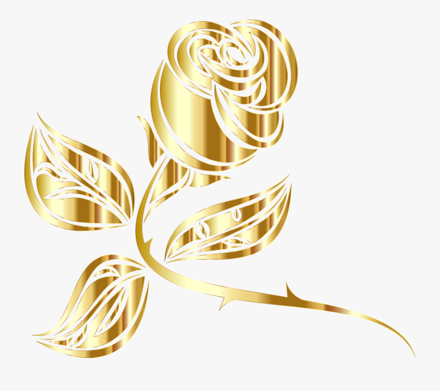 Yellow Rose Clipart Gold Decoration - Rose Gold Rose Clipart, Transparent Clipart