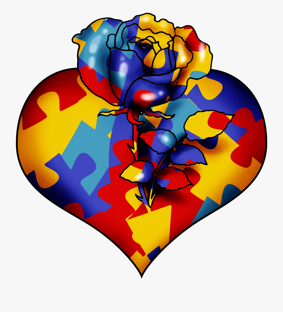 Autism-heart Solo - Illustration - Autism Rose, Transparent Clipart