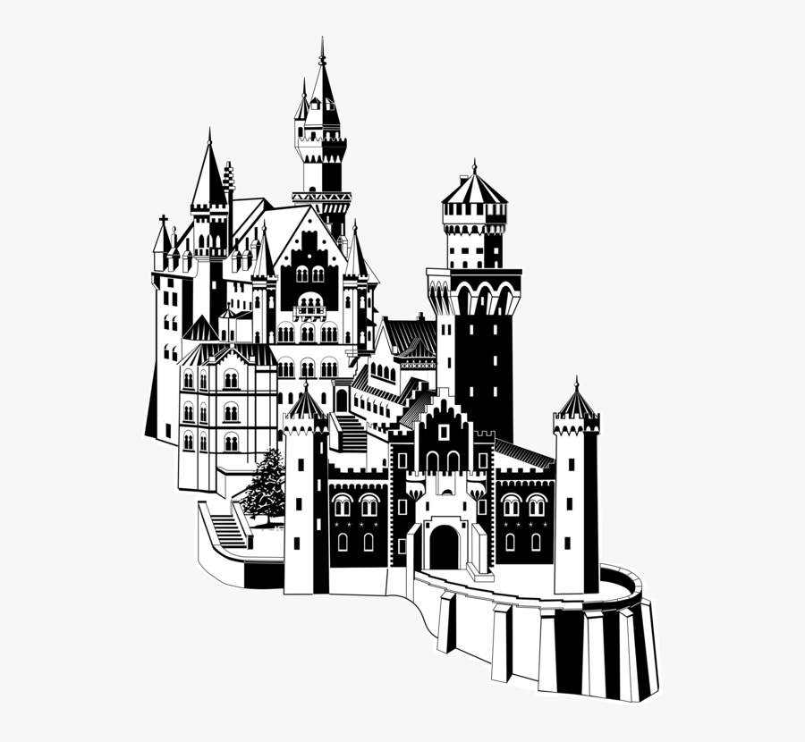Architecture - Neuschwanstein Castle Black And White, Transparent Clipart