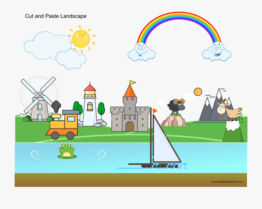 Cut And Paste Landscape Activity For Kids - Landscape Activities For Preschoolers, Transparent Clipart