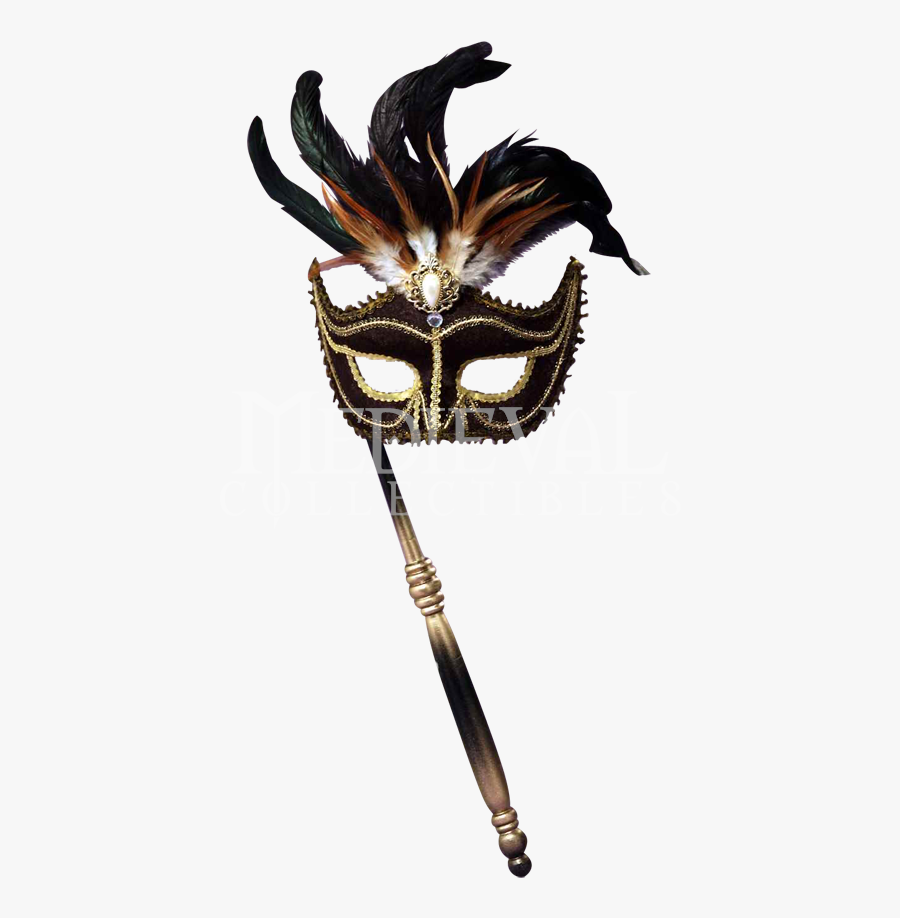 Black Venetian Masquerade Mask - Masquerade Masks With Holder, Transparent Clipart