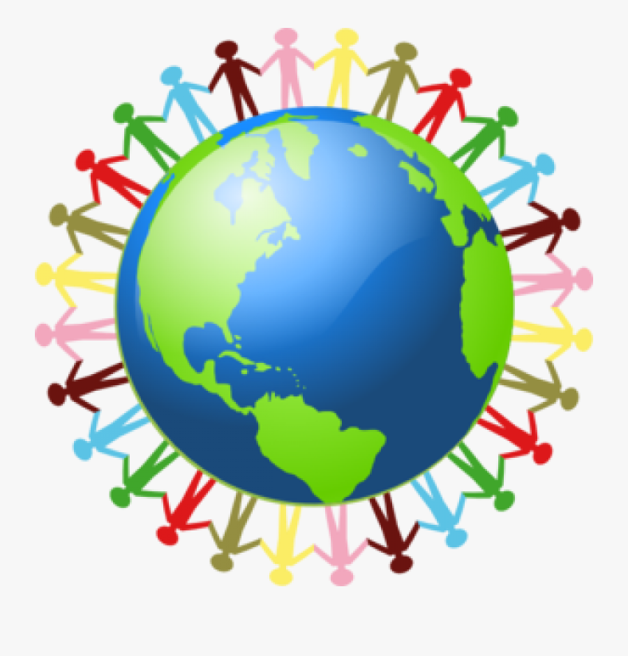Globe Clipart Classroom - People Holding Hands Around The World, Transparent Clipart