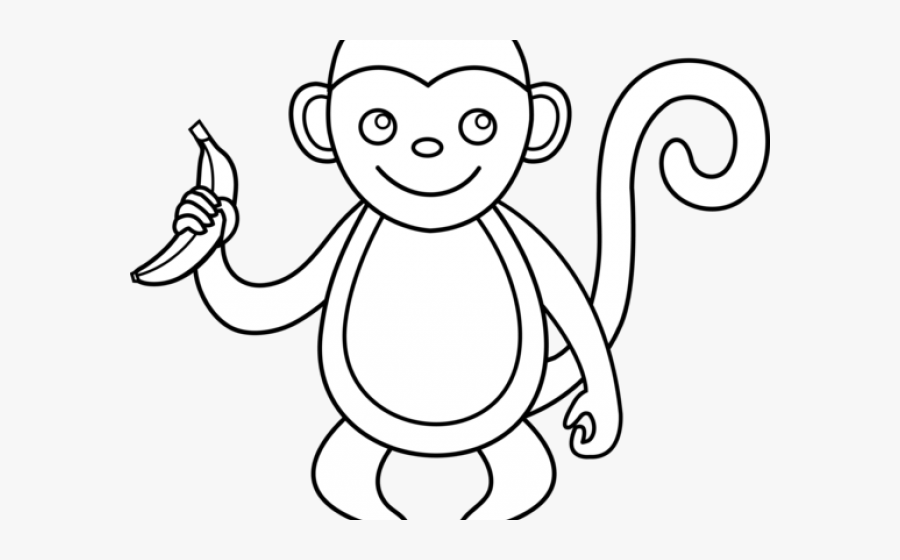 Cartoon Monkey Outline, Transparent Clipart