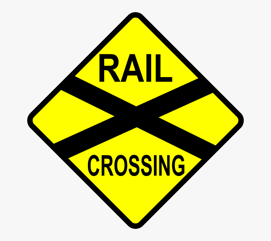 Caution Railroad Crossing Clip - Rail Road Crossing Clipart, Transparent Clipart