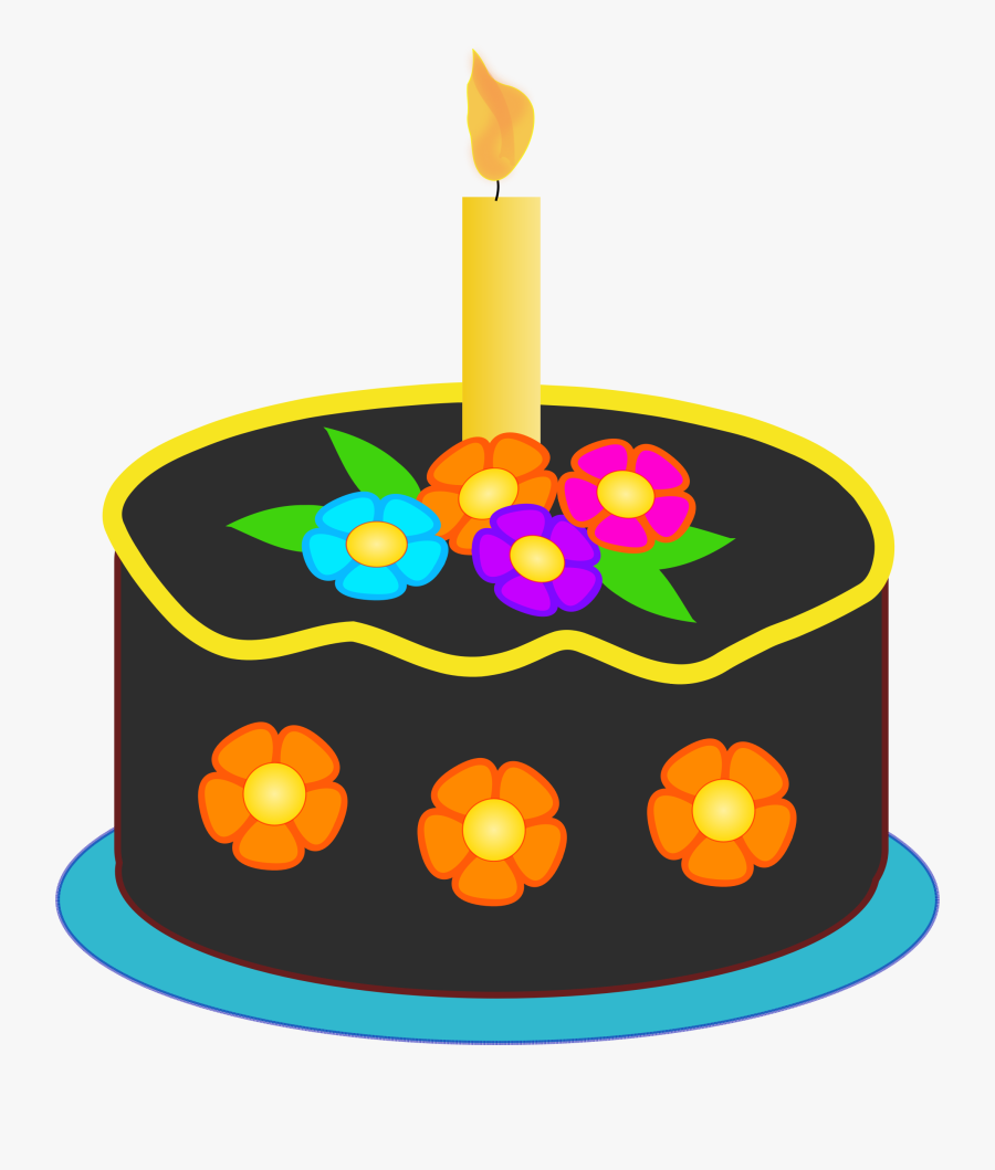 Image For Free Birthday Cake With Colorful Flowers - Cakes Clip Art, Transparent Clipart
